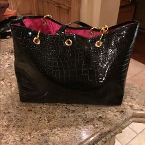 Large black patent leather bag